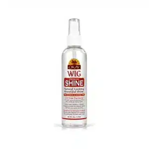 OKAY Pure Naturals Premium Wig Shine - Oil Free Wig Shine Spray for Synthetic & Human Hair Wigs, Spritz for Women & Men to Detangle & Moisturize, Silk Gloss for